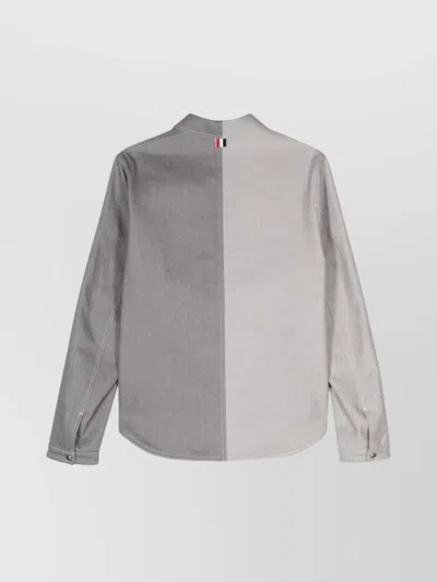 Thom Browne Block Design Cotton Shirt In Metallic