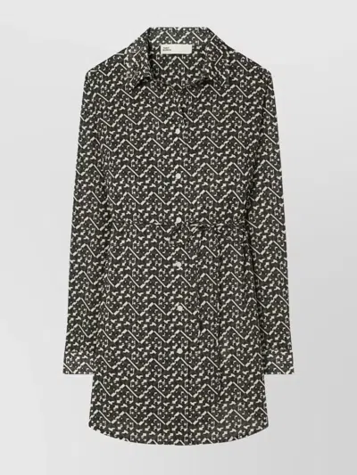 Tory Burch Graphic Print Tunic Belted Waist In Green