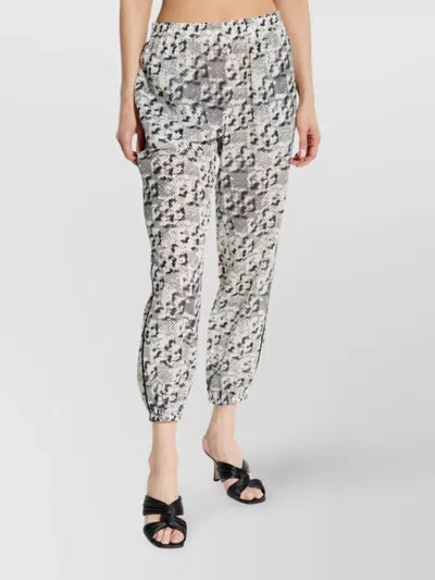 Tory Burch Silk Cotton Beach Pant With Abstract Pattern In White