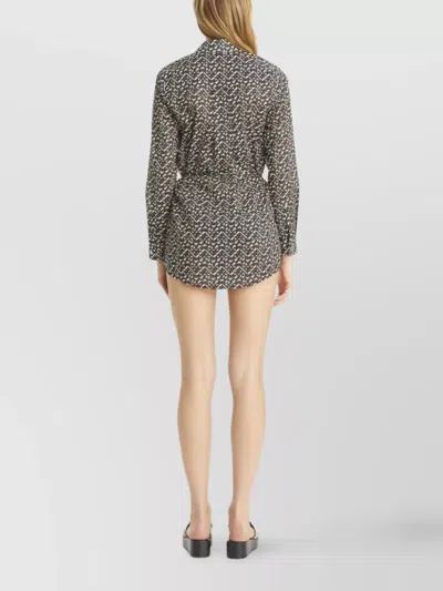 Tory Burch Graphic Print Tunic Belted Waist In Green