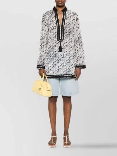 Tory Burch T Monogram Print Silk-blend Tunic In Metallic