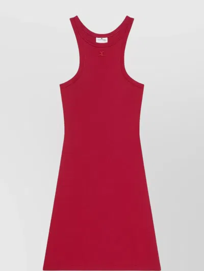 Courrèges Red Scuba Dress With Racerback And Flared Silhouette