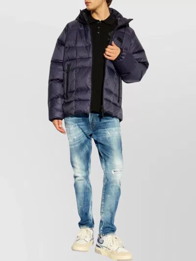 Dsquared2 Quilted Puff Coat With Hood And Relaxed Fit In Grey