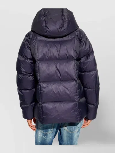 Dsquared2 Quilted Puff Coat With Hood And Relaxed Fit In Grey