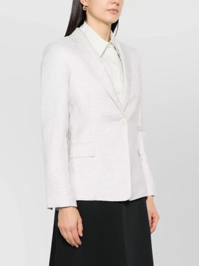 Theory B.mel Houndstooth Check Slim Fit Linen Blend Blazer In White