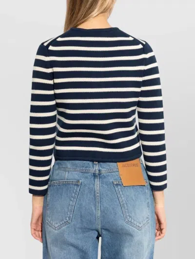 Theory Striped Cropped Jacket In Cotton Bouclé In Blue