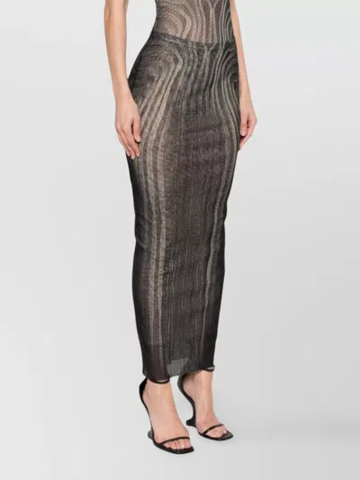 Jean Paul Gaultier Mesh Spiral Printed Long Skirt In Purple