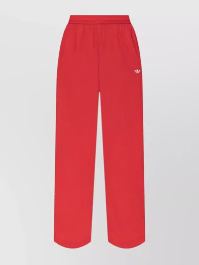 Adidas Originals Straight Trousers With Elastic Waistband And Side Stripes In Red