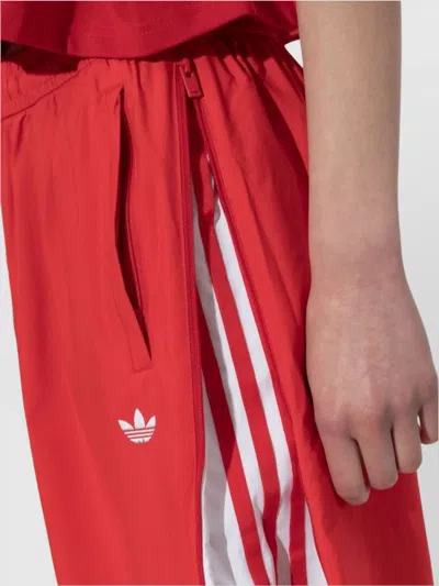 Adidas Originals Straight Trousers With Elastic Waistband And Side Stripes In Red