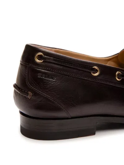 Bally Buffalo Leather Loafers Gold Hardware In Brown