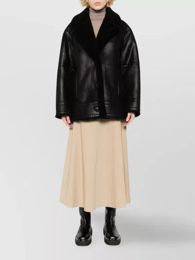 Stand Studio Louisa Shearling Collar Textured Jacket In Black