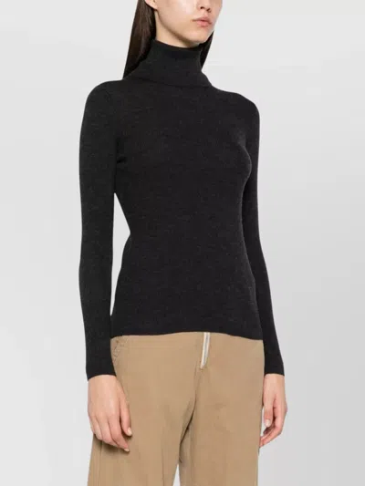 P.a.r.o.s.h Parosh Ribbed Turtleneck Sweater With Elegant Open Back Design In Black