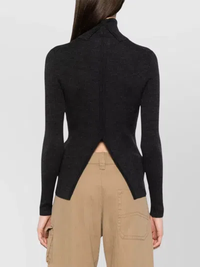 P.a.r.o.s.h Parosh Ribbed Turtleneck Sweater With Elegant Open Back Design In Black