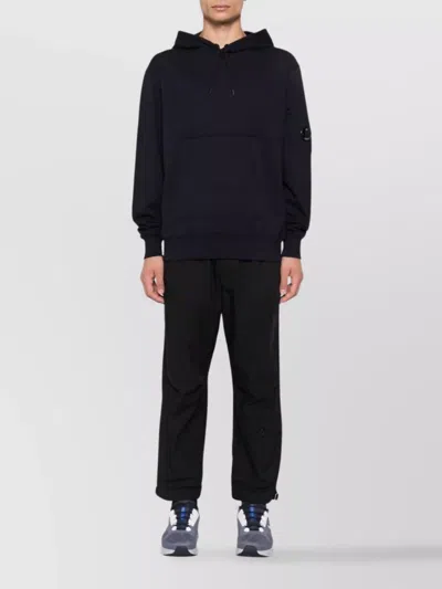 C.p. Company Diagonal Raised Fleece Goggle Zipped Hoodie In Black
