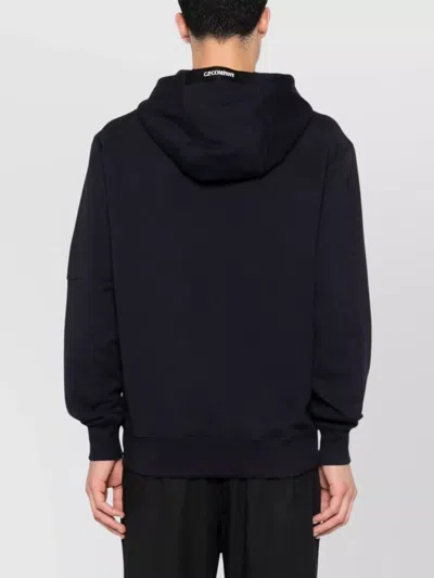 C.p. Company Diagonal Raised Fleece Goggle Zipped Hoodie In Black