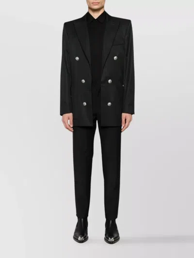 Balmain Button-embellished Wool Blazer In Black