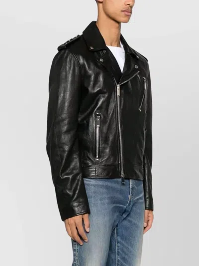 Alexander Mcqueen Piercing Leather Jacket In Black
