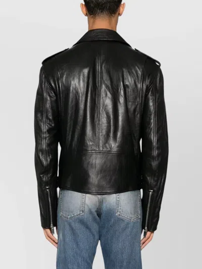 Alexander Mcqueen Piercing Leather Jacket In Black