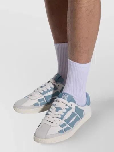 Amiri Multicolor Leather And Suede Pacific Bones Sneakers In Blue