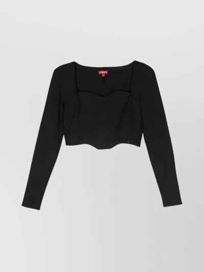 Staud Logo Jersey Crop Top With Dart Detailing In Black