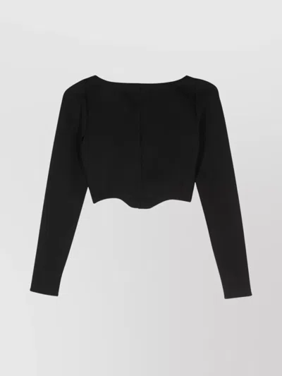 Staud Logo Jersey Crop Top With Dart Detailing In Black