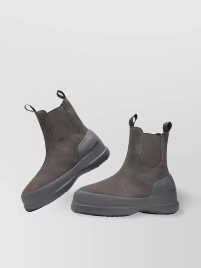 Moon Boot Suede Chelsea Boot Chunky Sole In Grey