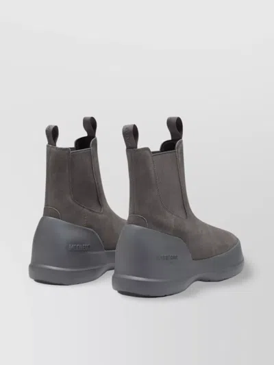 Moon Boot Suede Chelsea Boot Chunky Sole In Grey