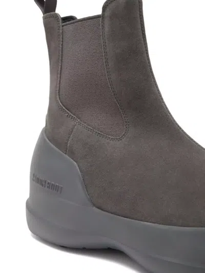 Moon Boot Suede Chelsea Boot Chunky Sole In Grey