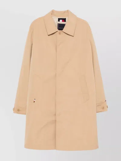 Tommy Hilfiger Long Length Raincoat With Two Side Pockets In Neutrals