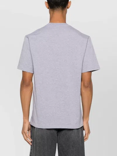 Jw Anderson Grey Crewneck T-shirt With Logo Embroidery On The Front In White