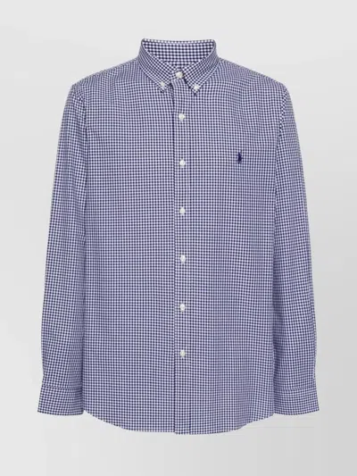 Ralph Lauren Shirt Gingham Check Box-pleat Detail In Blue