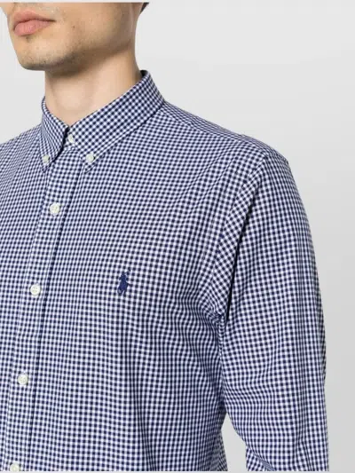 Ralph Lauren Shirt Gingham Check Box-pleat Detail In Blue