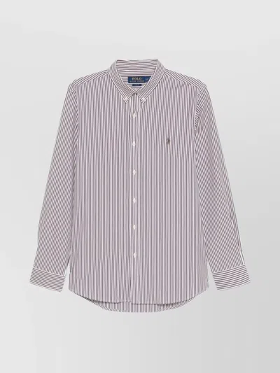 Ralph Lauren Striped Cotton Blend Shirt In Purple