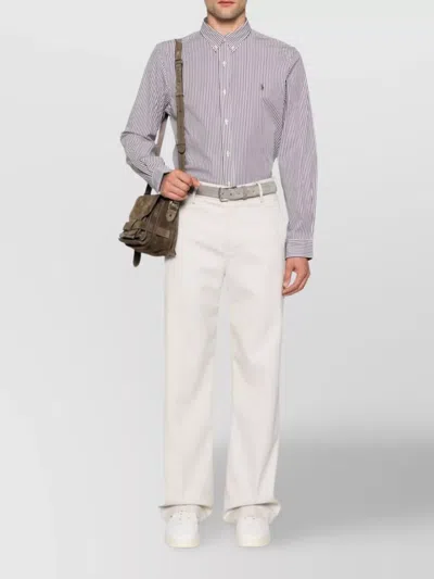 Ralph Lauren Striped Cotton Blend Shirt In Purple