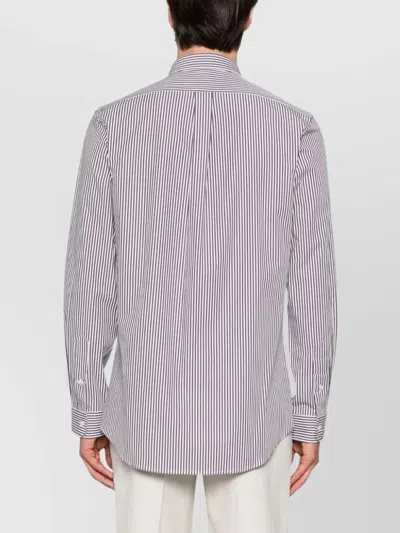 Ralph Lauren Striped Cotton Blend Shirt In Purple