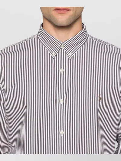Ralph Lauren Striped Cotton Blend Shirt In Purple