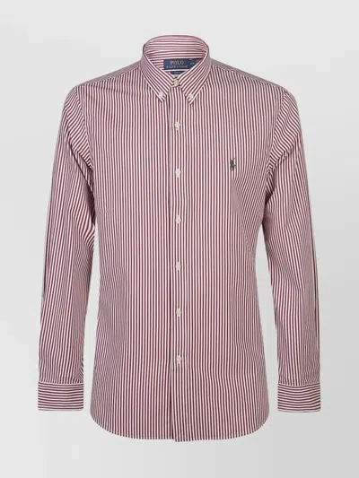 Ralph Lauren Striped Cotton Shirt Button-down Collar In Pink