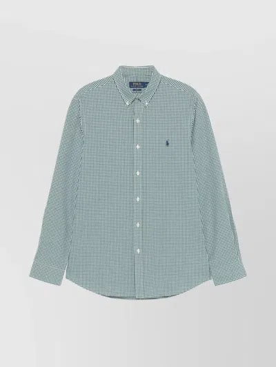 Ralph Lauren Casual Check Pattern Shirt In Cyan