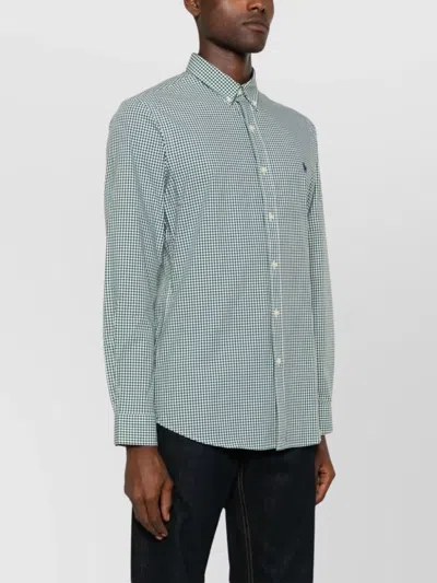 Ralph Lauren Casual Check Pattern Shirt In Cyan