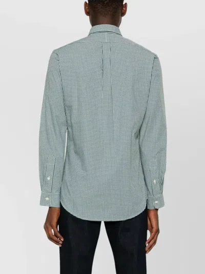 Ralph Lauren Casual Check Pattern Shirt In Cyan
