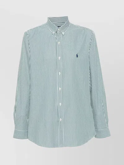 Ralph Lauren Striped Cotton Blend Shirt In White