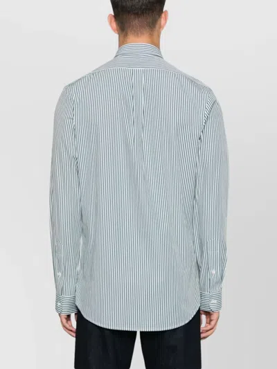 Ralph Lauren Striped Cotton Blend Shirt In White