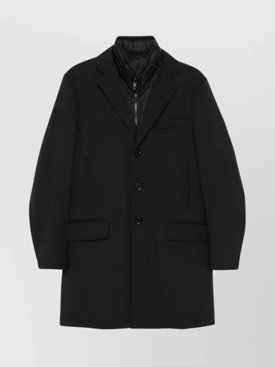 Fay Double-breasted Stand-up Collar Padded Coat In Black