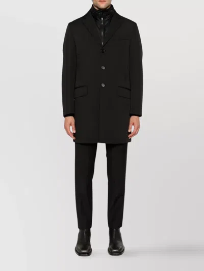 Fay Double-breasted Stand-up Collar Padded Coat In Black