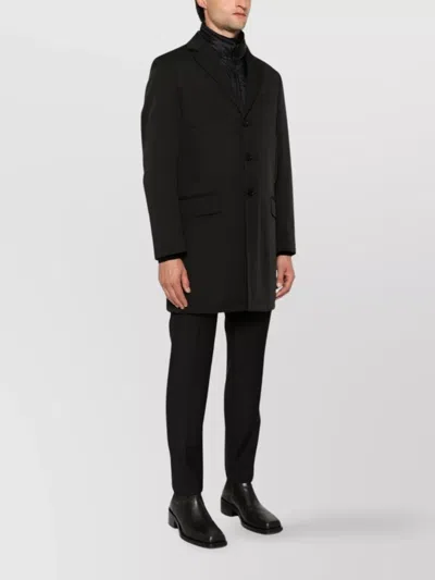 Fay Double-breasted Stand-up Collar Padded Coat In Black