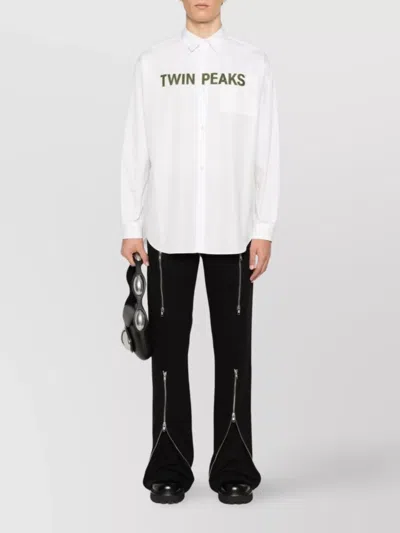 Undercover Patterned Cotton Poplin Shirt In White