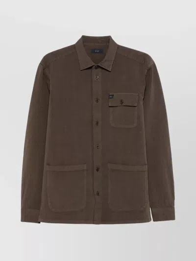 Fay Overshirt Featuring Multiple Pockets In Brown