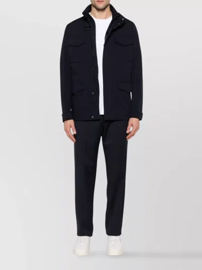 Fay Hooded Jacket With Adjustable Neck Strap In Blue