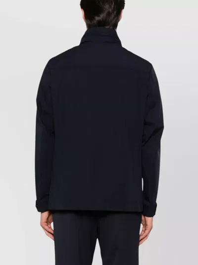 Fay Hooded Jacket With Adjustable Neck Strap In Blue