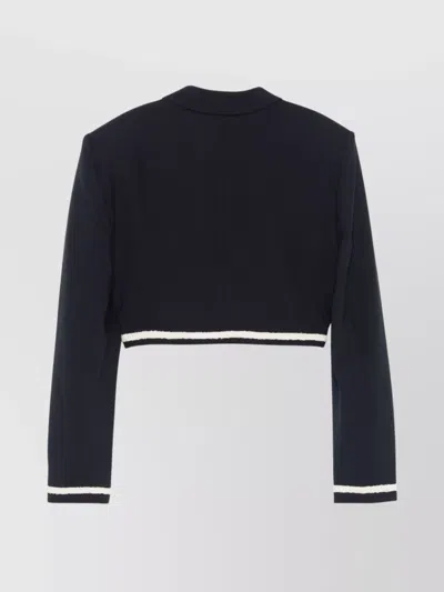 Msgm Wool Jacket With Contrast Trim And Shoulder Pads In Black
